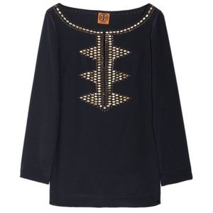 Tory Burch Samantha silk embellished tunic